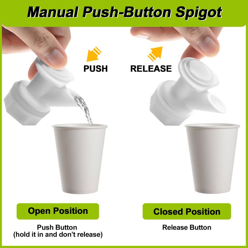 LERGNA 5-Pack Push Button Spigot Kit Replacement Compatible with Igloo Coolers 2, 3, 5&10 Gallon, Replacement Spout for Igloo Water Jug, Beverage Cooler Valve with Gaskets and Nut, BPA Free, PP,White - Image 5